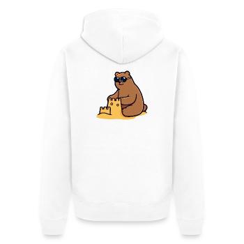 Strandbär: Der König von Sandy Castle - Unisex Premium Bio Zip Hoodie - Weiß - Hinten - Thijin (182cm)