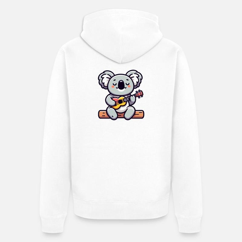 Koala Chords: Der Eukalyptus-Melodiker - Unisex Premium Bio Zip Hoodie - Weiß