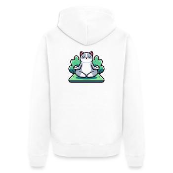 Meowmaste : le chat de yoga zen - Veste à capuche bio Premium Unisexe - blanc - Dos - Thijin (182cm)