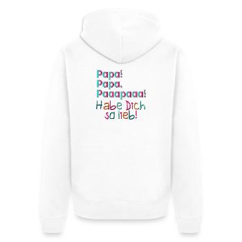VATERTAG PAPA KIND - VATER LIEB HABEN - Unisex Premium Bio Zip Hoodie - Weiß - Hinten - Thijin (182cm)