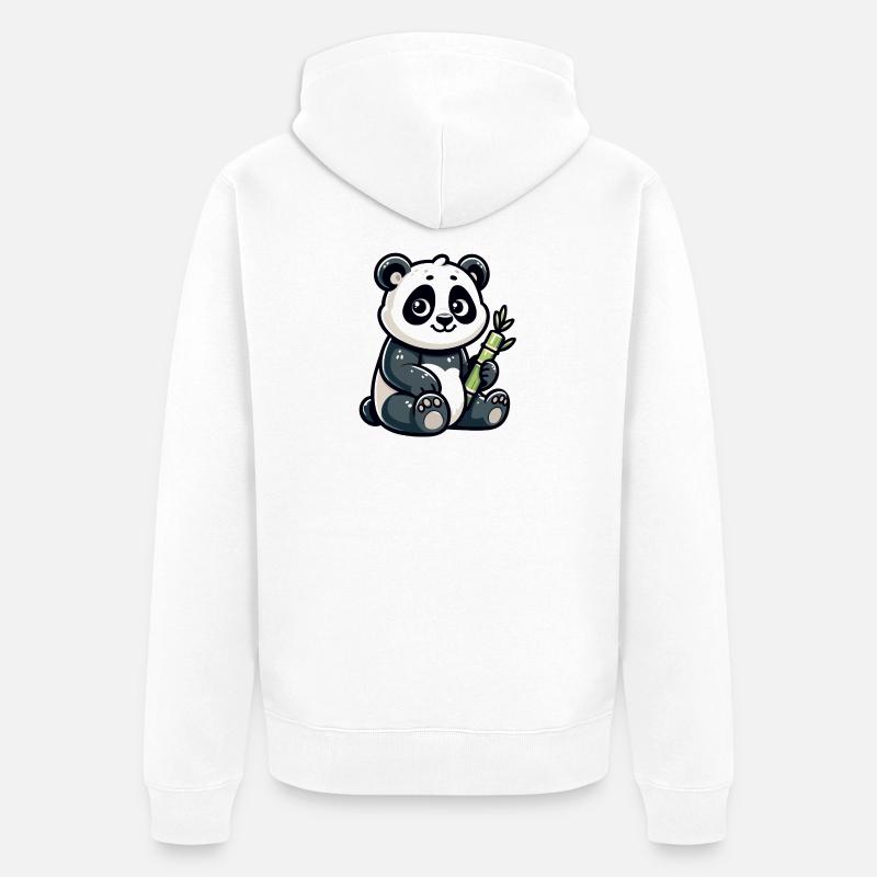 Bamboo Buddy: Der Content-Panda - Unisex Premium Bio Zip Hoodie - Weiß