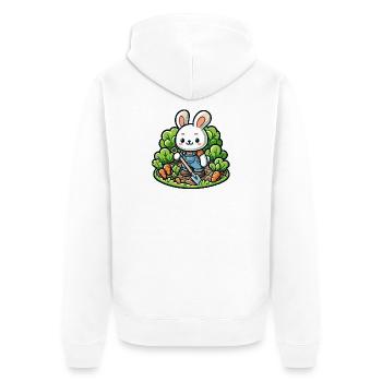Harvest Hopper: The Gardening Bunny - Unisex Premium Organic Zip Hoodie - white - Back - Thijin (182cm)