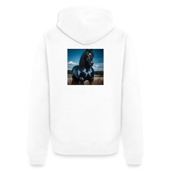 Puissant cheval noir - Veste à capuche bio Premium Unisexe - blanc - Dos - Thijin (182cm)