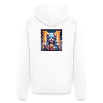 Naschkatzen-Clown 3D - Unisex Premium Bio Zip Hoodie - Weiß - Hinten - Thijin (182cm)