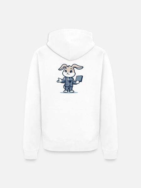 Techie Hopper: Das Unternehmenskaninchen - Unisex Premium Bio Zip Hoodie - Weiß