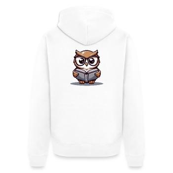 Wise Words: The Bookish Owl - Unisex Premium Organic Zip Hoodie - white - Back - Thijin (182cm)