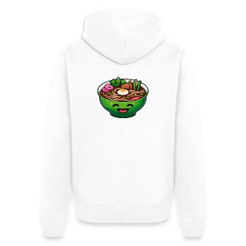 Happy Ramen Bowl: Die fröhliche Suppe - Unisex Premium Bio Zip Hoodie - Weiß - Hinten - Thijin (182cm)