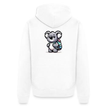 Backpacker-Koala: Der Globetrotter-Kumpel - Unisex Premium Bio Zip Hoodie - Weiß - Hinten - Thijin (182cm)