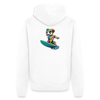Wave Riding Buddy - Unisex Premium Bio Zip Hoodie - Weiß - Hinten - Thijin (182cm)