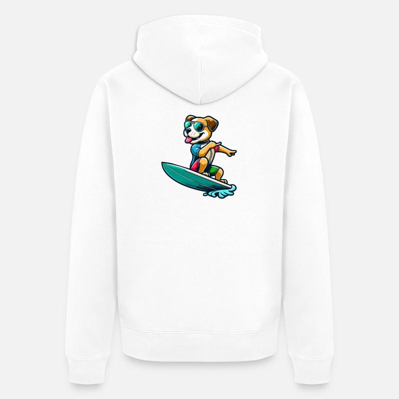 Wave Riding Buddy - Unisex Premium Bio Zip Hoodie - Weiß