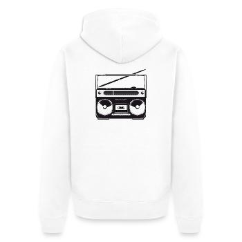Cassette recorder in 80s stencil look - Unisex Premium Organic Zip Hoodie - white - Back - Thijin (182cm)