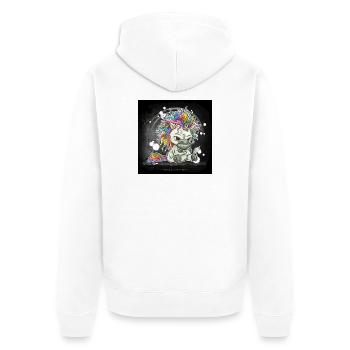 pre-coffee-mornicorn - Unisex Premium Bio Zip Hoodie - Weiß - Hinten - Thijin (182cm)