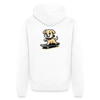 Skateboarding Pup : le chien intelligent de la rue - Veste à capuche bio Premium Unisexe - blanc - Dos - Thijin (182cm)