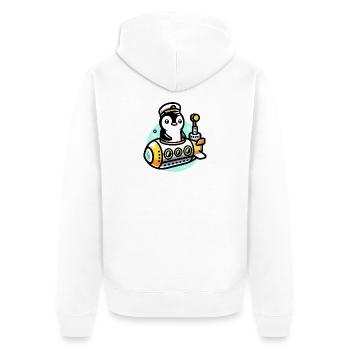 Submarine Captain Penguin: Deep Sea Explorer - Unisex Premium Organic Zip Hoodie - white - Back - Thijin (182cm)