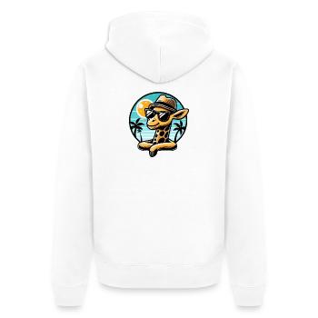 Chilled Giraffe with Sunglasses and Hat - Unisex Premium Organic Zip Hoodie - white - Back - Thijin (182cm)
