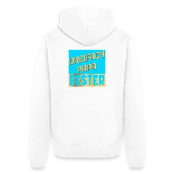 DREIFACH PAPA VATERTAG - Unisex Premium Bio Zip Hoodie - Weiß - Hinten - Thijin (182cm)