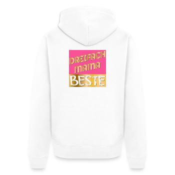 DREIFACH MAMA MUTTERTAG - Unisex Premium Bio Zip Hoodie - Weiß - Hinten - Thijin (182cm)