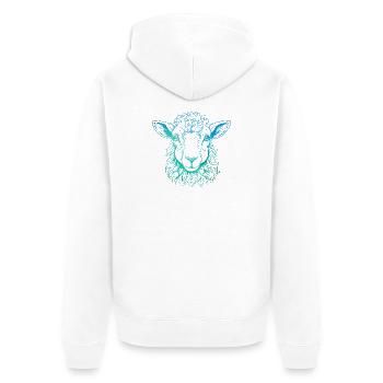 Lamm Portrait - Unisex Premium Bio Zip Hoodie - Weiß - Hinten - Thijin (182cm)