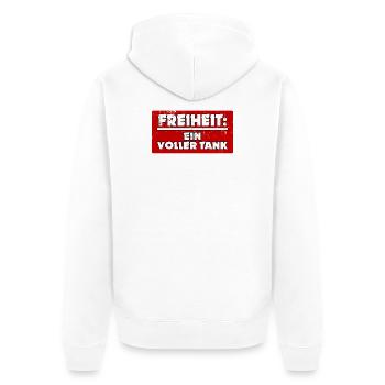 Energiespeicher Tanken Statement Zapfsäule - Unisex Premium Bio Zip Hoodie - Weiß - Hinten - Thijin (182cm)