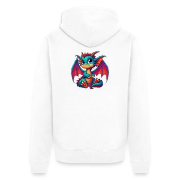 Drache - Unisex Premium Bio Zip Hoodie - Weiß - Hinten - Thijin (182cm)