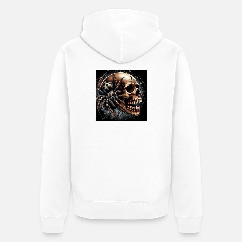 Crâne et araignée - Veste à capuche bio Premium Unisexe - blanc