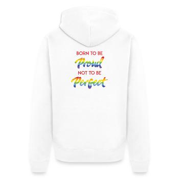 Mois de la fierté LGBT - Born To Be Proud - Veste à capuche bio Premium Unisexe - blanc - Dos - Thijin (182cm)