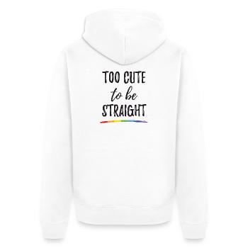 Mois de la fierté LGBT - Trop mignon pour être hétéro - Veste à capuche bio Premium Unisexe - blanc - Dos - Thijin (182cm)