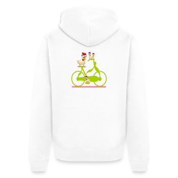 HÜHNERSTALL HÜHNER - FAHRRAD - Unisex Premium Bio Zip Hoodie - Weiß - Hinten - Thijin (182cm)