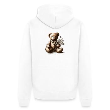 Teddy vintage avec des fleurs : une touche de nostalgie - Veste à capuche bio Premium Unisexe - blanc - Dos - Thijin (182cm)