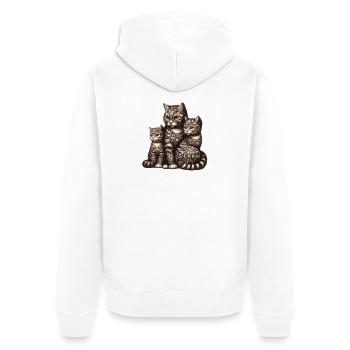 Famille de chats décorés avec des motifs ornés - Veste à capuche bio Premium Unisexe - blanc - Dos - Thijin (182cm)