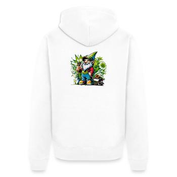 Nain de jardin coloré et vibrant entouré de fleurs - Veste à capuche bio Premium Unisexe - blanc - Dos - Thijin (182cm)
