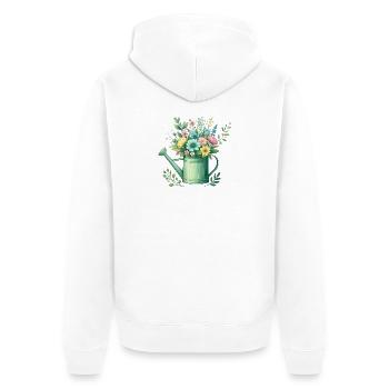 Gießkanne,üppig gefüllt mit pastellfarbenen Blumen - Unisex Premium Bio Zip Hoodie - Weiß - Hinten - Thijin (182cm)