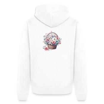 Basket lavishly filled with pastel flowers - Unisex Premium Organic Zip Hoodie - white - Back - Thijin (182cm)