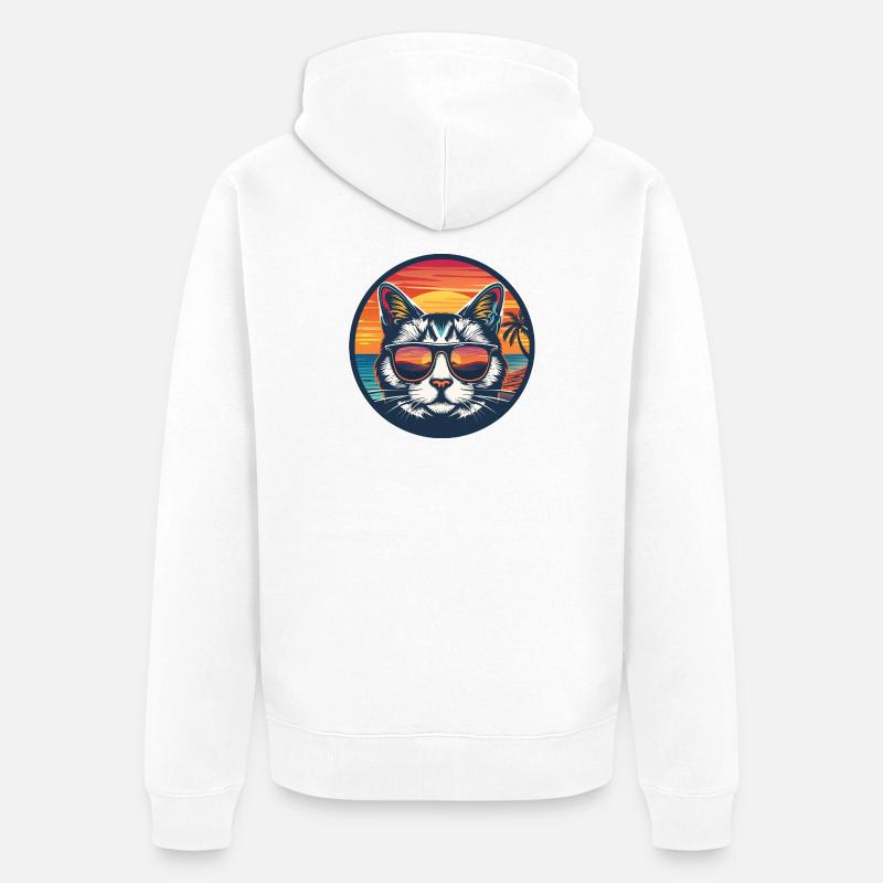 Sunrise cat - Veste à capuche bio Premium Unisexe - blanc