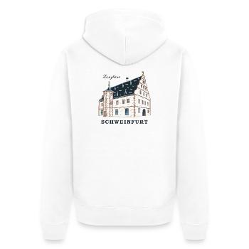Schweinfurt, Drawing Zeughaus, Franconia, Bavaria - Unisex Premium Organic Zip Hoodie - white - Back - Thijin (182cm)