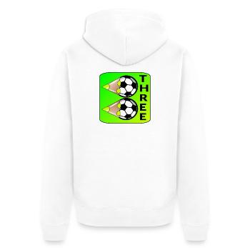 3e anniversaire - Soccer THREE - Veste à capuche bio Premium Unisexe - blanc - Dos - Thijin (182cm)