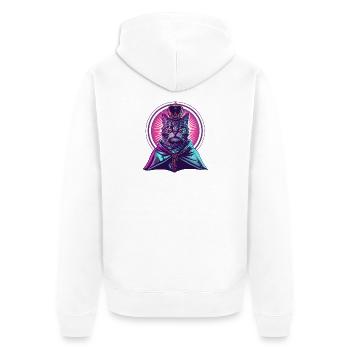 Lord Miau - Unisex Premium Bio Zip Hoodie - Weiß - Hinten - Thijin (182cm)