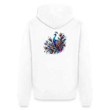 Paon - Veste à capuche bio Premium Unisexe - blanc - Dos - Thijin (182cm)