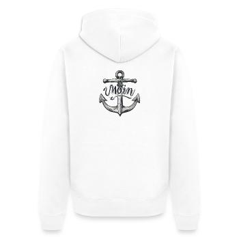 Anker Muttermotiv Nautischer Stil - Unisex Premium Bio Zip Hoodie - Weiß - Hinten - Thijin (182cm)