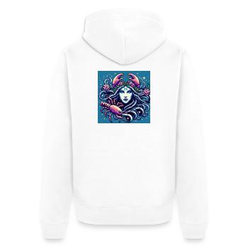 Signe du zodiaque Cancer en pixel art pour les femmes - Veste à capuche bio Premium Unisexe - blanc - Dos - Thijin (182cm)
