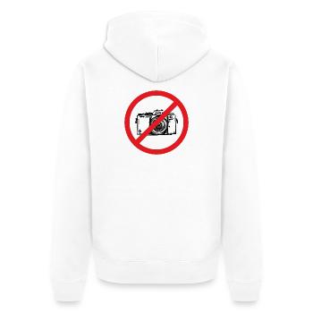 Fotografieren verboten! - Unisex Premium Bio Zip Hoodie - Weiß - Hinten - Thijin (182cm)