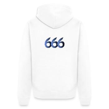 666 Satan Symbol - Devil - Evil - Unisex Premium Organic Zip Hoodie - white - Back - Thijin (182cm)