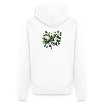 zarte Aquarellillustration eines Eukalyptuszweigs - Unisex Premium Bio Zip Hoodie - Weiß - Hinten - Thijin (182cm)
