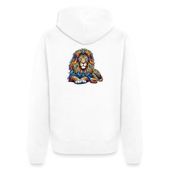 Löwe - Unisex Premium Bio Zip Hoodie - Weiß - Hinten - Thijin (182cm)