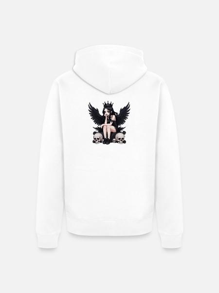Dark Gothic Gothic Fairy with Wings - Unisex Premium Organic Zip Hoodie - white