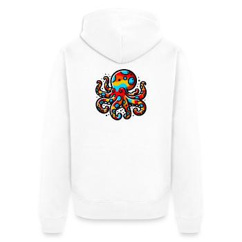 Krake - Unisex Premium Bio Zip Hoodie - Weiß - Hinten - Thijin (182cm)