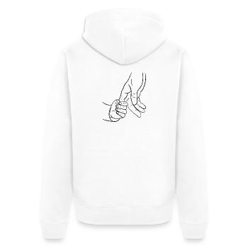 Hände von Vater und Sohn - Unisex Premium Bio Zip Hoodie - Weiß - Hinten - Thijin (182cm)
