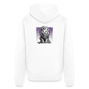 Lion comic, laughing sitting on stool | Poster - Unisex Premium Organic Zip Hoodie - white - Back - Thijin (182cm)