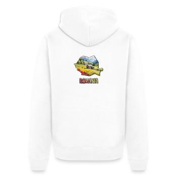 Carte à l’aquarelle Roumanie - Veste à capuche bio Premium Unisexe - blanc - Dos - Thijin (182cm)