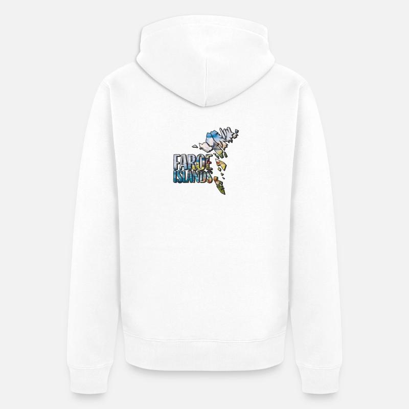 Carte à l’aquarelle Îles Féroé - Veste à capuche bio Premium Unisexe - blanc